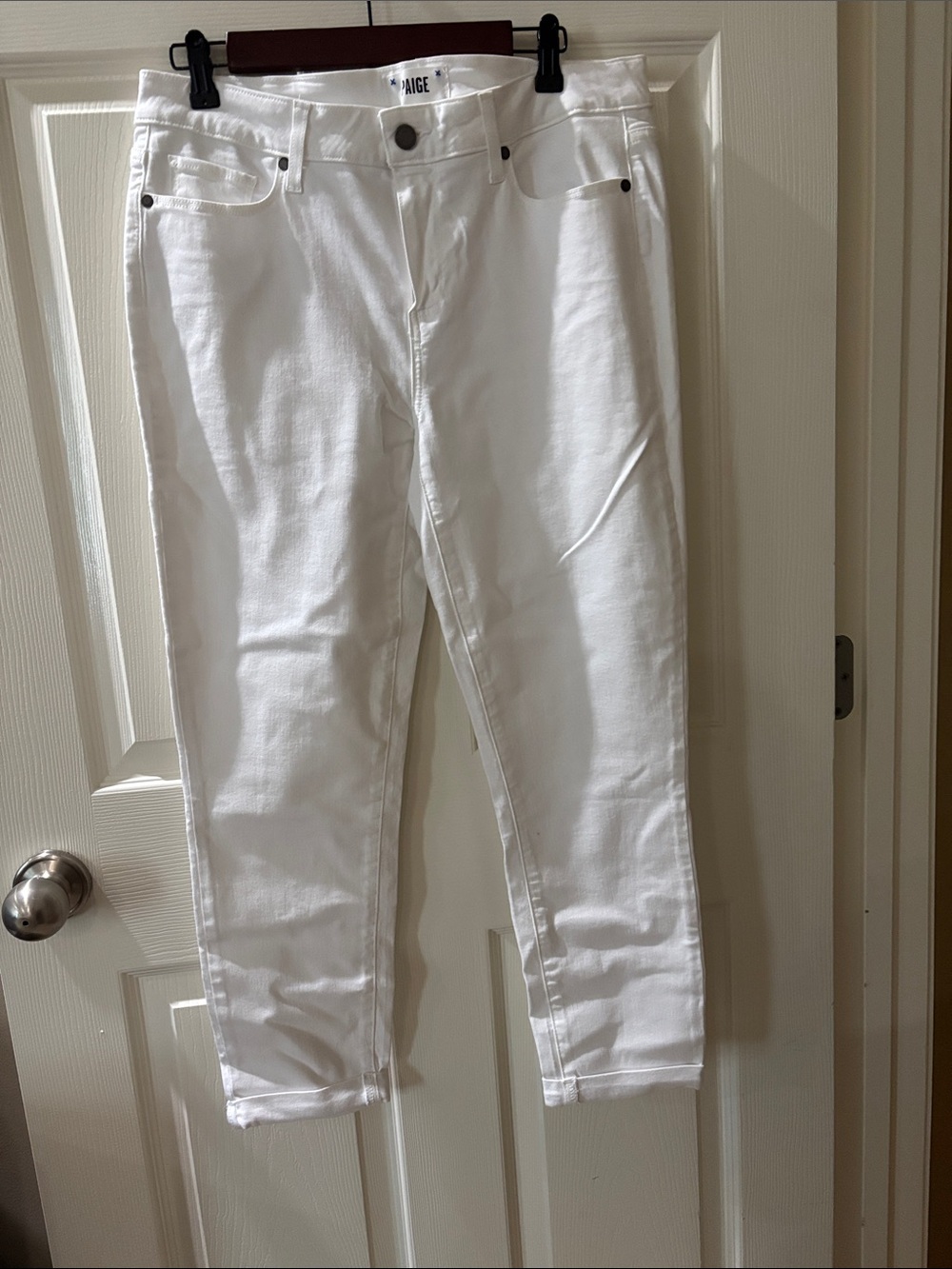 PAIGE White Straight Leg Pants